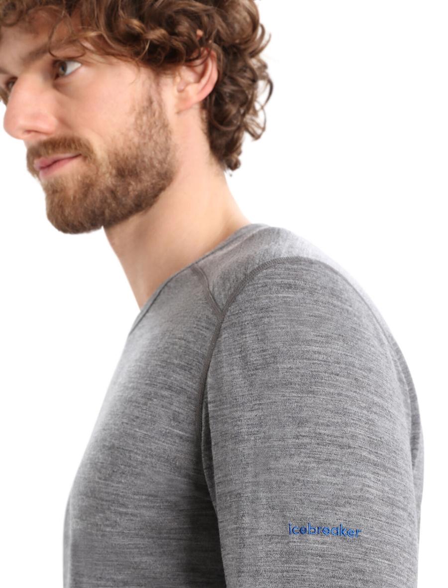 Icebreaker Merino 200 Oasis Long Sleeve Crewe Last Run Férfi Base Layers Szürke | HU 1338RVDW